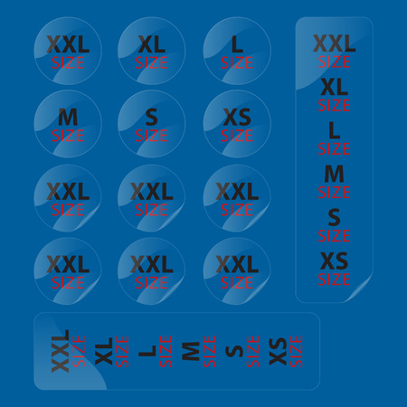 Set of transparent cloth labels with different sizes.のイラスト素材