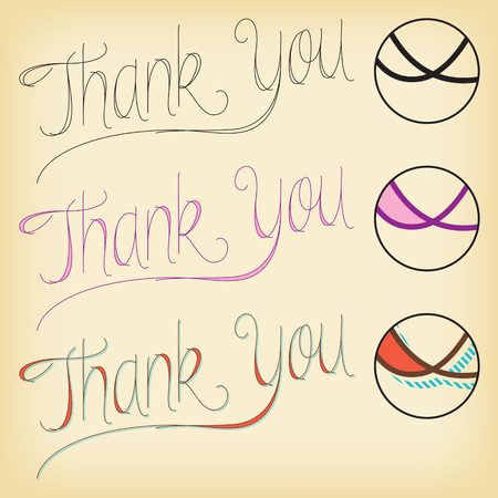 Set of lettering Thank You with three different styles.のイラスト素材