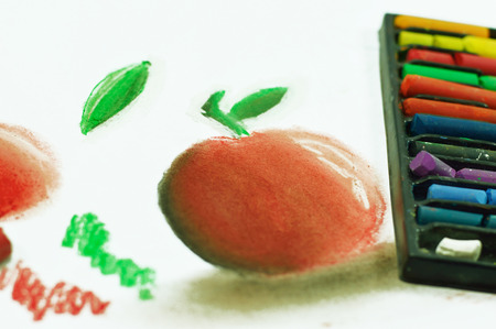 Drawing with pastel sticks photo for your creativity projects or art publications.の写真素材