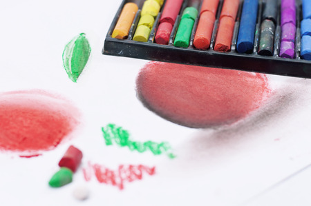 Drawing with pastel sticks photo for your creativity projects or art publications.の写真素材