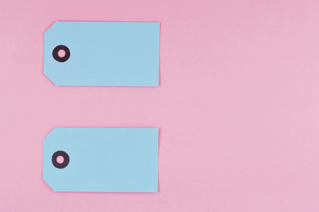 Set of colorful labels made of paper with pink backgroundの写真素材