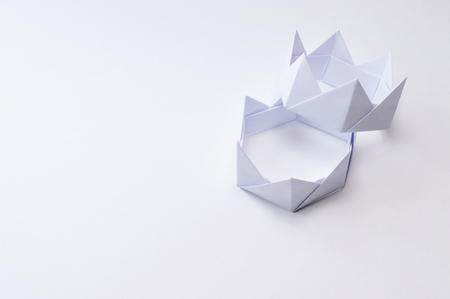Origami figure paper in white backgroundの写真素材