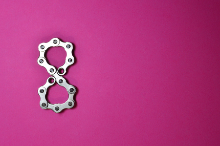 Iron bike chain showing numbersの写真素材