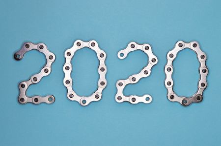Iron bike chain showing numbers