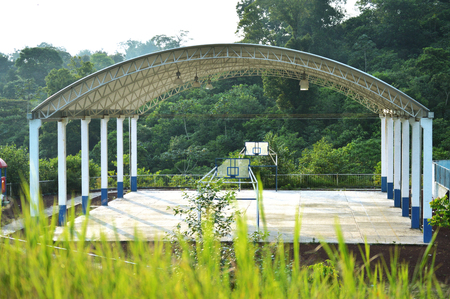 Public soccer and basketball court, ideal for your leisure projects or outdoor publications.の写真素材