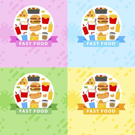 Fast food templates in flat style for your cuisine projects or food publications.のイラスト素材