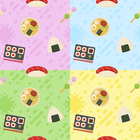 Japanese food pattern in flat style for your cuisine projects or food publications.のイラスト素材