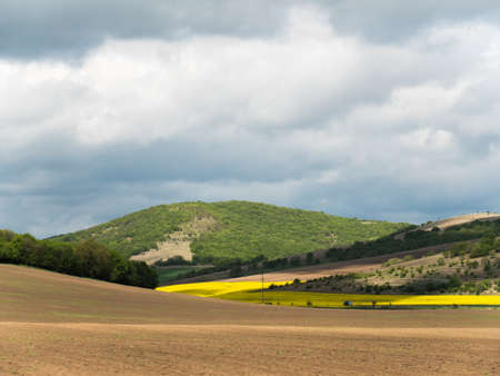 Summer landscape with blue sky and cloudsの写真素材
