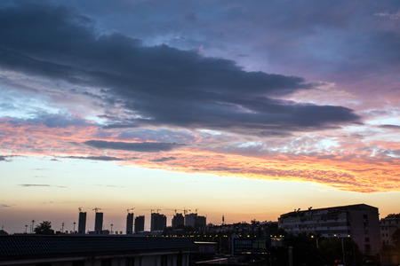 city Sunset glowのeditorial素材