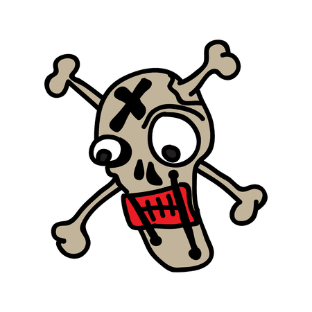 Skull and crossbones, warning icon. Vector illustration.のイラスト素材