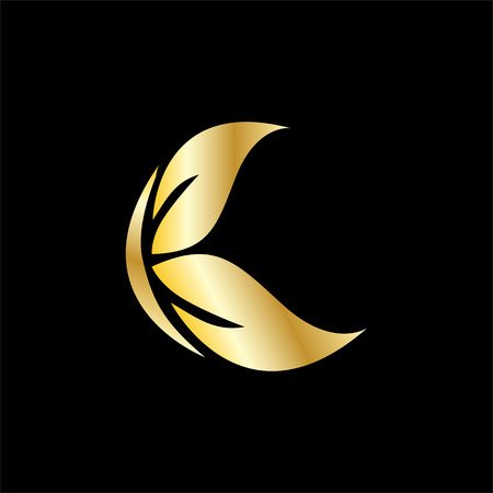 beauty leaf shape butterfly business logoのイラスト素材