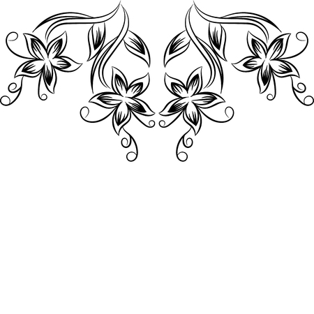 Wood block print vector floral element. Traditional oriental ethnic motif of India Mogul, bunch isolated on white backgroundのイラスト素材