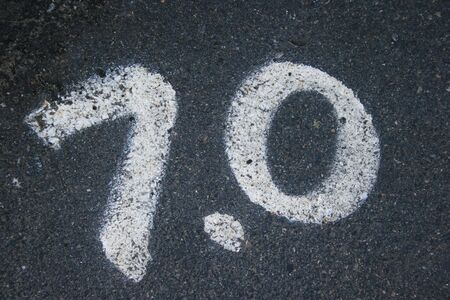 7.0 written in white paintの写真素材