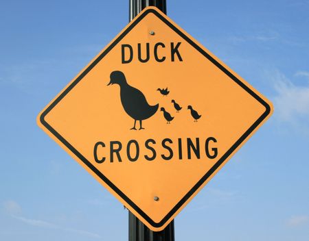 Duck crossing signの写真素材