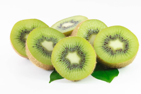 kiwi fruit isolated on white backgroundの写真素材