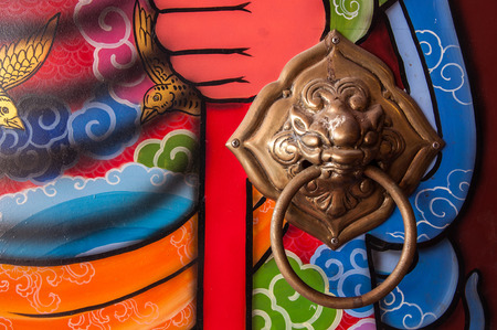 painted on the door of the shrineの写真素材