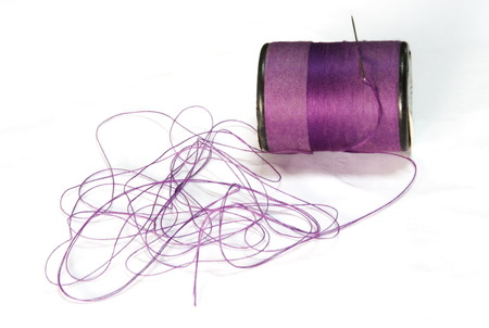 Purple thread and needleの写真素材