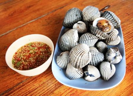 Boiled cockles  Served with seafood sauceの写真素材