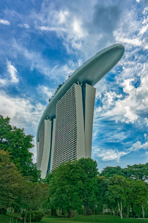 Marina Bay Sands from low angle with tower 3 closestのeditorial素材