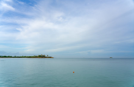 Antigua - Sep 18, 2018: View out over the ocean on a morningの写真素材