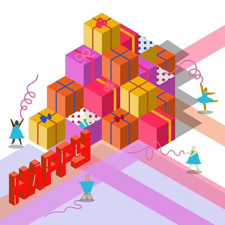 presents for happy event ,cartoon vector illustrationのイラスト素材