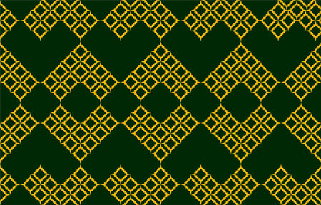 The pattern is heart-shaped and has a square grid on a dark green backgroundのイラスト素材
