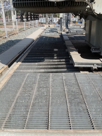 Grating top off concrete transformer foundation