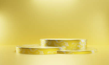 3D illustration golden circle podium and Empty space. Background copy spaceの写真素材