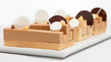 three cake on white dish