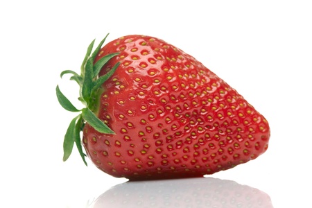 Fresh red strawberry over white background  Shallow depth of field の写真素材
