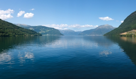 Norwegian fjord and mountainsの写真素材