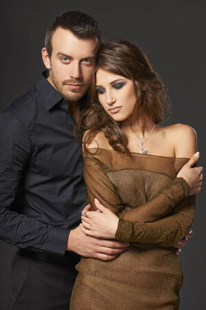 Beautiful sexy intimate couple huggingの写真素材