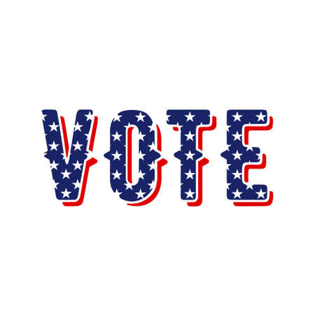 Vote text for Presidential election in USA sign at United States of America flag coloredのイラスト素材