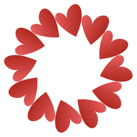 Radial frame of hearts with blank copy space in center, vector illustrationのイラスト素材