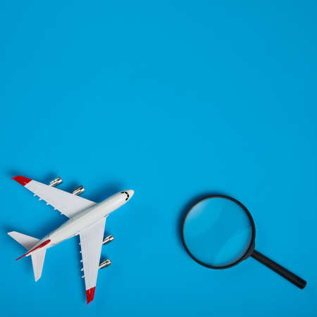 Airplane tickets search concept flat layの写真素材