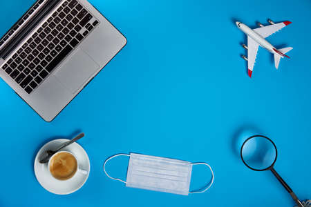 Airplane tickets search concept flat layの写真素材