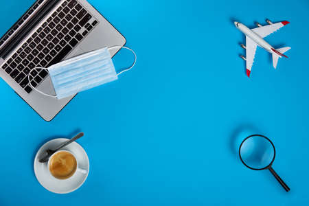 Airplane tickets search concept flat layの写真素材