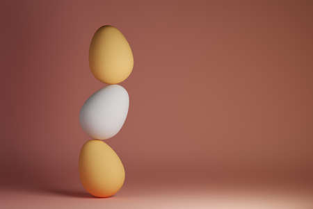 3D rendering of a Pile of Easter eggs with negative space