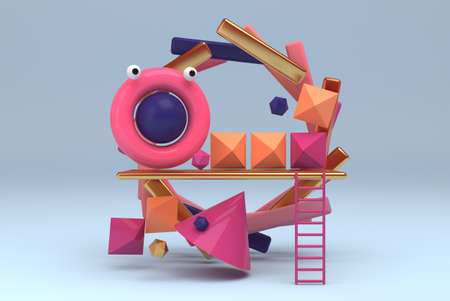 Trendy abstract scene with geometrical formsの写真素材