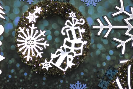 Snowflakes christmas ornament. New Year cardの写真素材