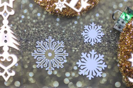 Snowflakes christmas ornament. New Year cardの写真素材