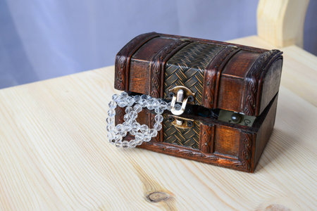 Wooden chest on a white backgroundの写真素材