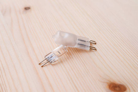 Light bulbs led on a white backgroundの写真素材