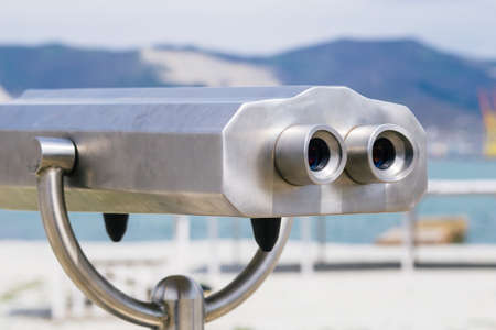 panoramic binoculars - telescope for tourists with a sea viewの写真素材