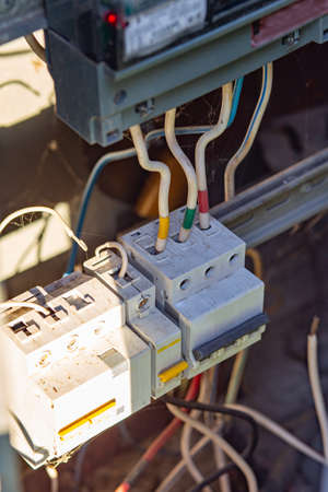 Circuit and wiring system on the main power distribution board of the power box. selective focus