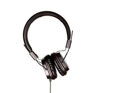 black gaming headphones on a white background..の写真素材