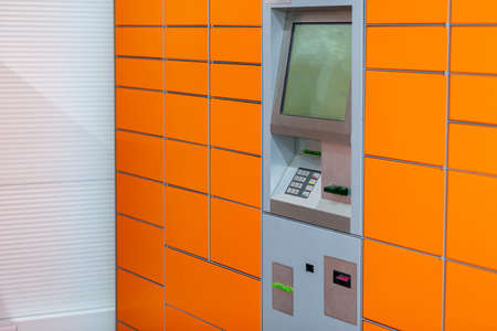 ATM terminal display and buttons close up.の写真素材