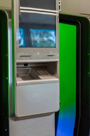 ATM terminal display and buttons close upの写真素材