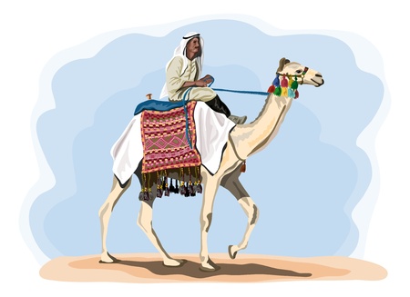 egyptian camel rider in traditional costumeのイラスト素材