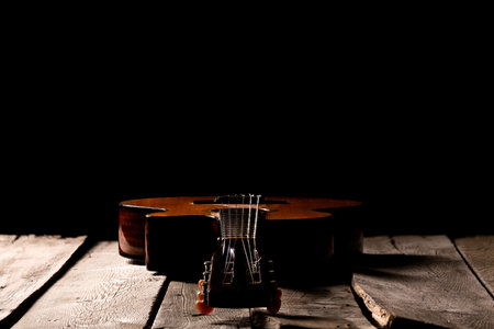 Acoustic and classical guitar background photoの写真素材